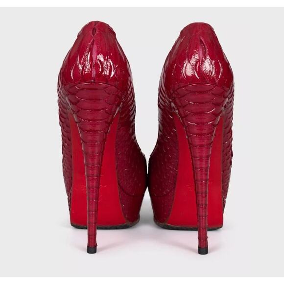 Christian Louboutin Red Python Peep-Toe Heels - Size 40 - Picture 4 of 5